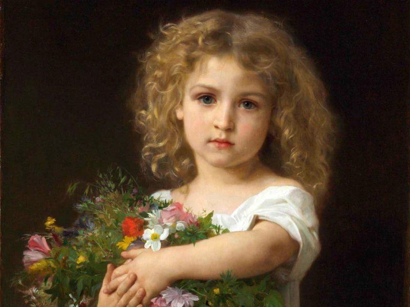 1836 - Gustave Doyen - Bambina che tiene dei fiori